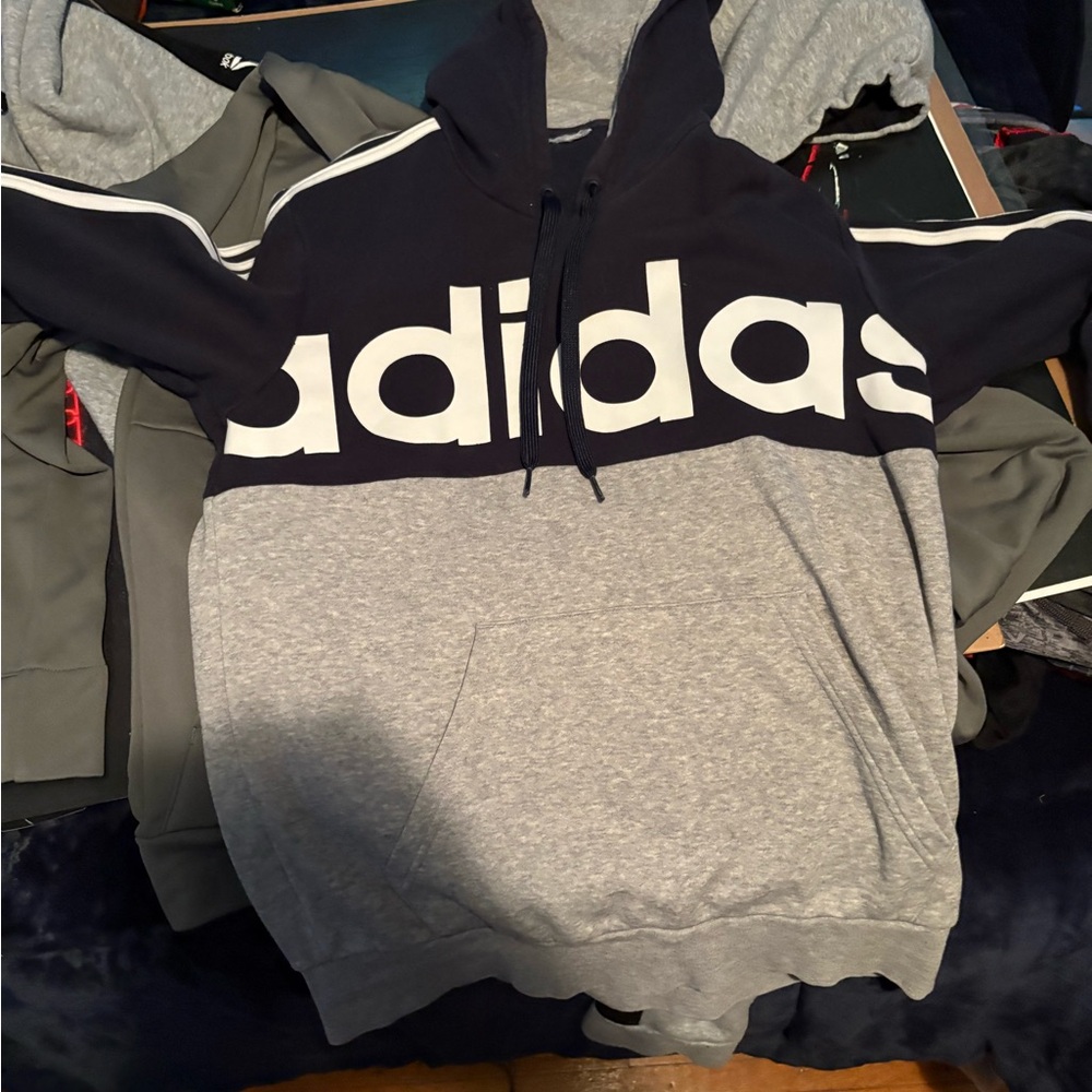 Adidas Kids Black and Gray Logo Hoodie
